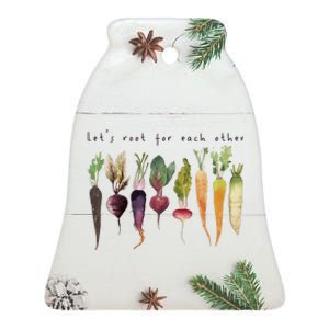 Retro Let's Root For Each Other Cute Veggie Funny Vegan Ceramic Bell Ornament