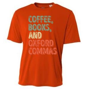 Reading Lover Reader Gift Coffee Books And Oxford Commas Cool Gift Cooling Performance Crew T-Shirt