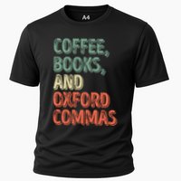 Reading Lover Reader Gift Coffee Books And Oxford Commas Cool Gift Cooling Performance Crew T-Shirt
