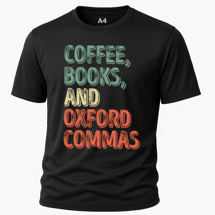 Reading Lover Reader Gift Coffee Books And Oxford Commas Cool Gift Cooling Performance Crew T-Shirt