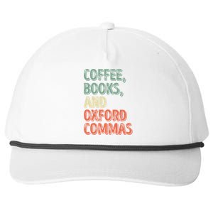 Reading Lover Reader Gift Coffee Books And Oxford Commas Cool Gift Snapback Five-Panel Rope Hat