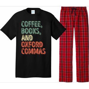 Reading Lover Reader Gift Coffee Books And Oxford Commas Cool Gift Pajama Set