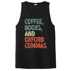 Reading Lover Reader Gift Coffee Books And Oxford Commas Cool Gift PosiCharge Competitor Tank