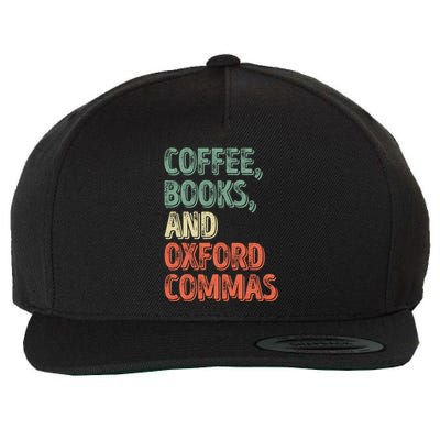 Reading Lover Reader Gift Coffee Books And Oxford Commas Cool Gift Wool Snapback Cap
