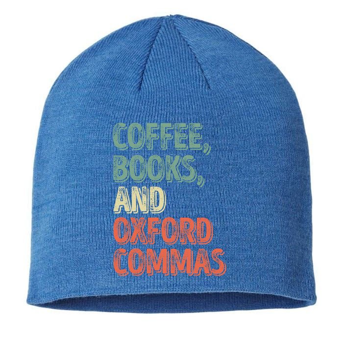 Reading Lover Reader Gift Coffee Books And Oxford Commas Cool Gift Sustainable Beanie