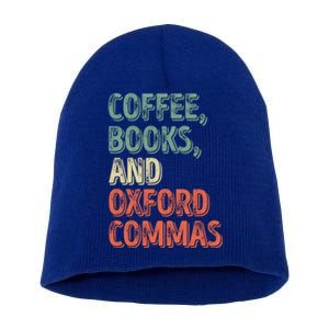 Reading Lover Reader Gift Coffee Books And Oxford Commas Cool Gift Short Acrylic Beanie