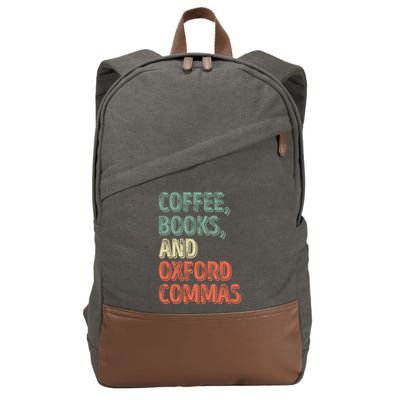 Reading Lover Reader Gift Coffee Books And Oxford Commas Cool Gift Cotton Canvas Backpack