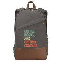 Reading Lover Reader Gift Coffee Books And Oxford Commas Cool Gift Cotton Canvas Backpack