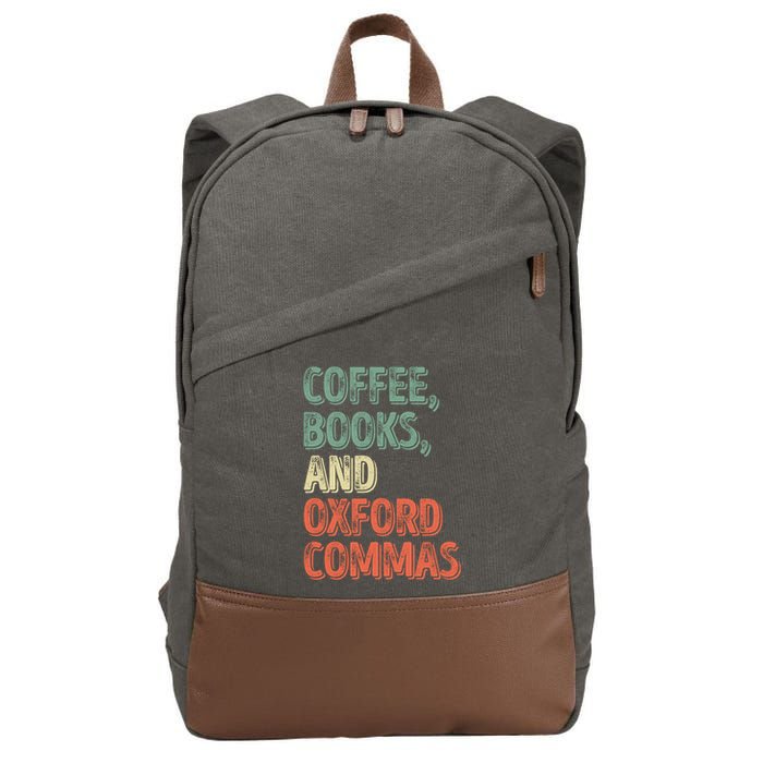 Reading Lover Reader Gift Coffee Books And Oxford Commas Cool Gift Cotton Canvas Backpack