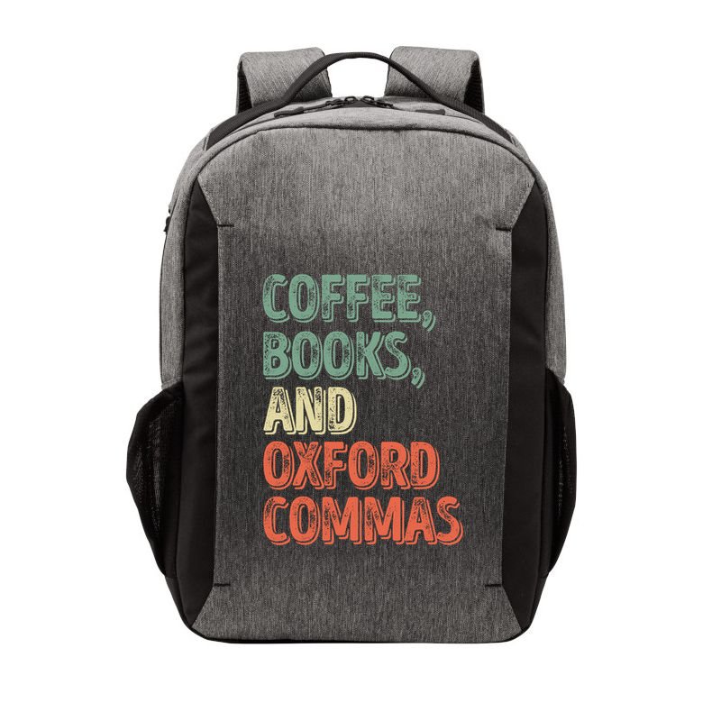 Reading Lover Reader Gift Coffee Books And Oxford Commas Cool Gift Vector Backpack