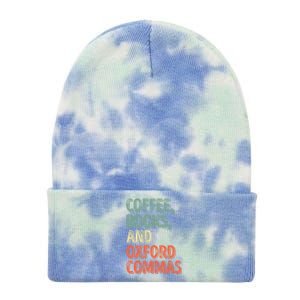 Reading Lover Reader Gift Coffee Books And Oxford Commas Cool Gift Tie Dye 12in Knit Beanie