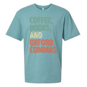 Reading Lover Reader Gift Coffee Books And Oxford Commas Cool Gift Sueded Cloud Jersey T-Shirt