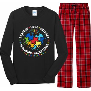 Respect Love Support Autism Awareness Month Gift Long Sleeve Pajama Set