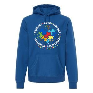 Respect Love Support Autism Awareness Month Gift Premium Hoodie