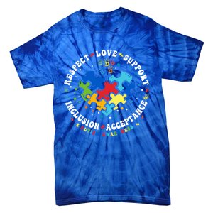 Respect Love Support Autism Awareness Month Gift Tie-Dye T-Shirt