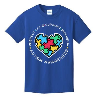 Respect Love Support Autistic Autism Awareness Teachers Gift Kids T-Shirt