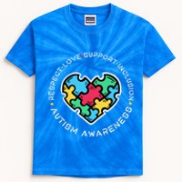 Respect Love Support Autistic Autism Awareness Teachers Gift Kids Tie-Dye T-Shirt