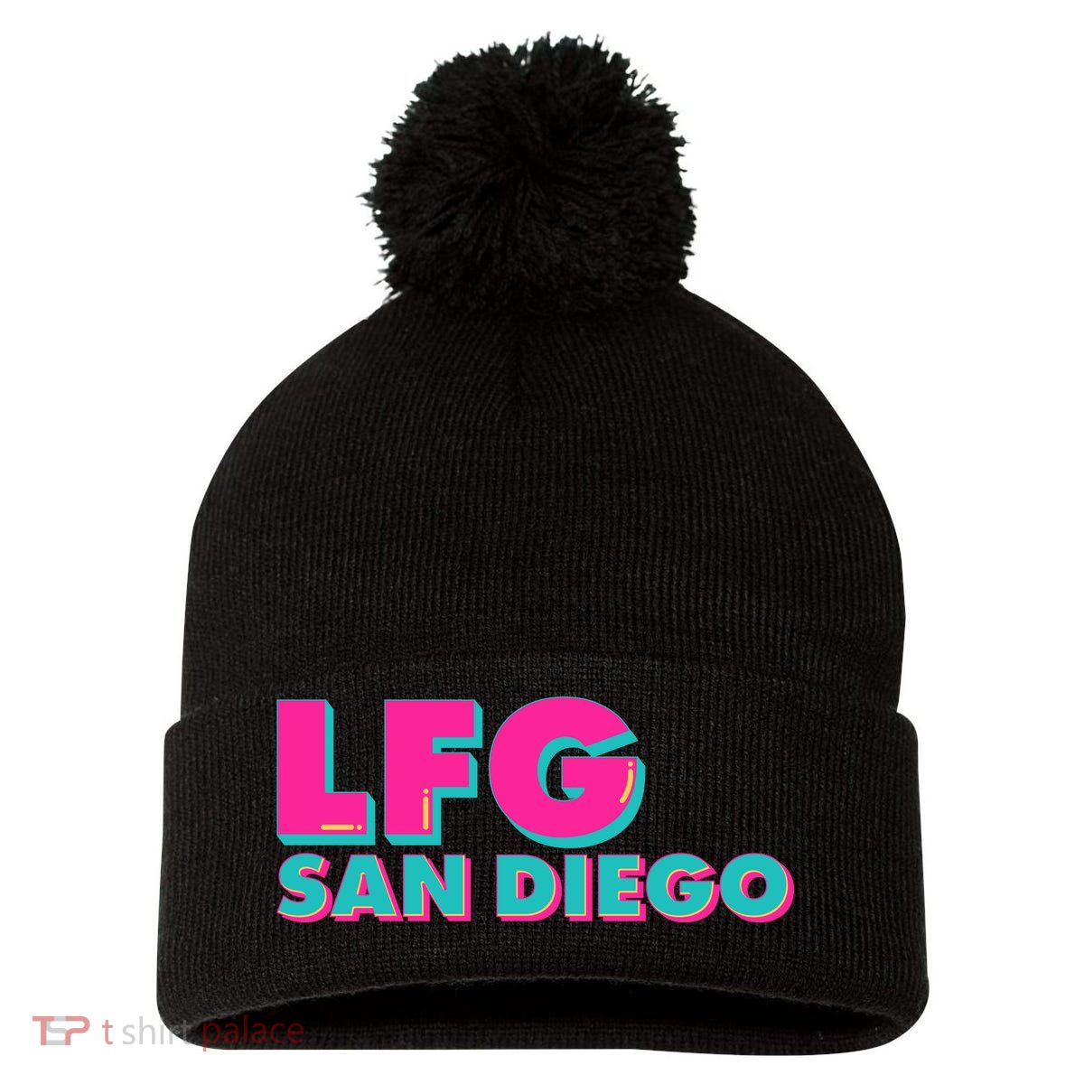 Retro LFG San Diego Logo Pom Pom 12in Knit Beanie