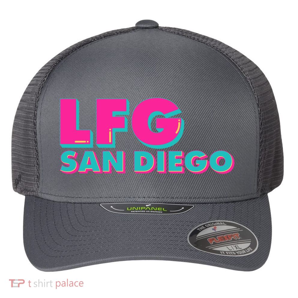 Retro LFG San Diego Logo Flexfit Unipanel Trucker Cap