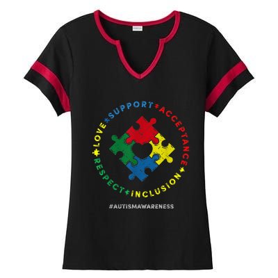 Respect Love Support Autism Awareness Month Wo  Ladies Halftime Notch Neck Tee