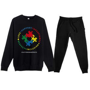 Respect Love Support Autism Awareness Month Wo  Premium Crewneck Sweatsuit Set