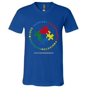 Respect Love Support Autism Awareness Month Wo  V-Neck T-Shirt