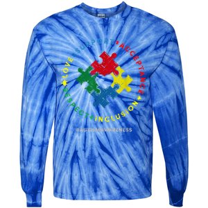 Respect Love Support Autism Awareness Month Wo  Tie-Dye Long Sleeve Shirt