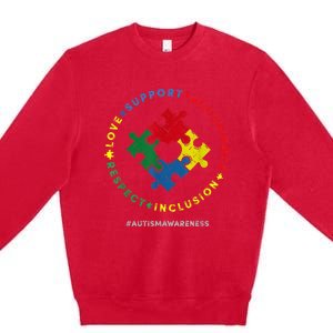 Respect Love Support Autism Awareness Month Wo  Premium Crewneck Sweatshirt