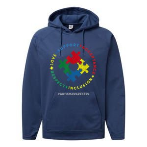 Respect Love Support Autism Awareness Month Wo  Performance Fleece Hoodie