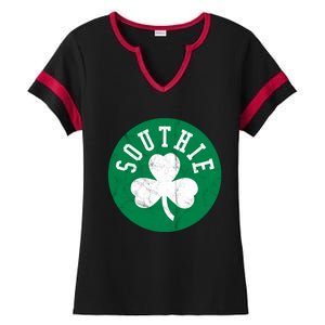 Retro Look Southie Irish St Patricks Day Distressed Gift Ladies Halftime Notch Neck Tee