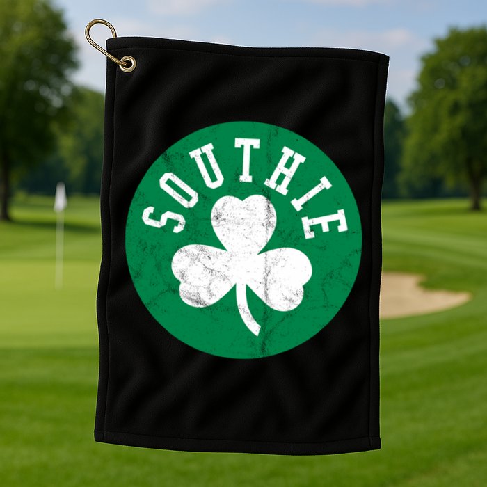 Retro Look Southie Irish St Patricks Day Distressed Gift Golf Towel