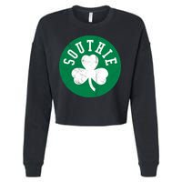 Retro Look Southie Irish St Patricks Day Distressed Gift Cropped Pullover Crew