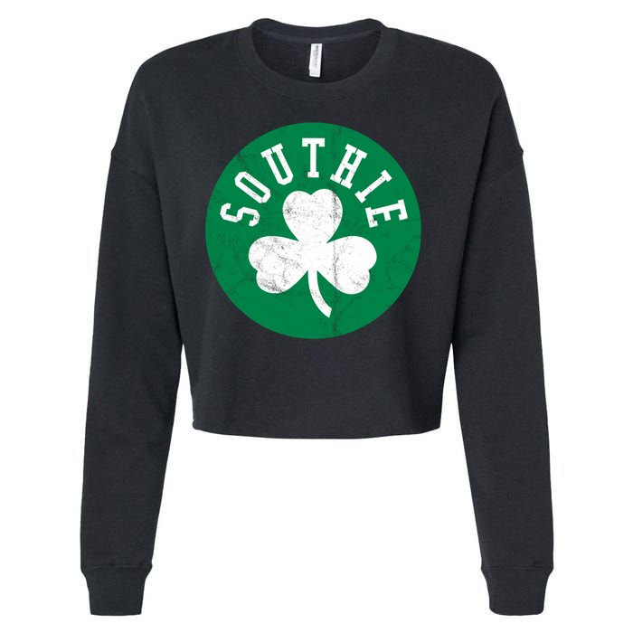 Retro Look Southie Irish St Patricks Day Distressed Gift Cropped Pullover Crew