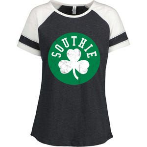 Retro Look Southie Irish St Patricks Day Distressed Gift Enza Ladies Jersey Colorblock Tee