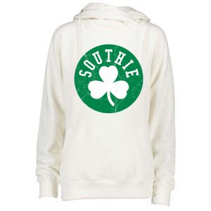 Retro Look Southie Irish St Patricks Day Distressed Gift Womens Funnel Neck Pullover Hood