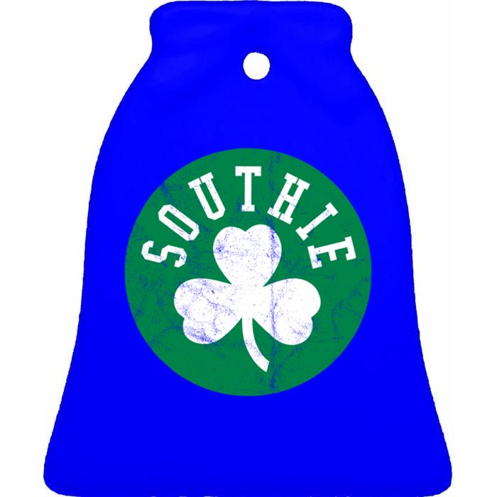 Retro Look Southie Irish St Patricks Day Distressed Gift Ceramic Bell Ornament