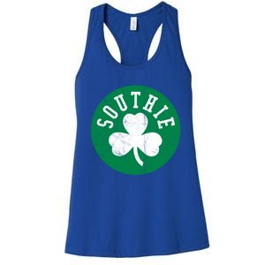 Retro Look Southie Irish St Patricks Day Distressed Gift Women's Racerback Tank