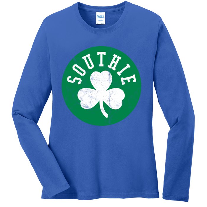 Retro Look Southie Irish St Patricks Day Distressed Gift Ladies Long Sleeve Shirt