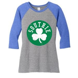 Retro Look Southie Irish St Patricks Day Distressed Gift Women's Tri-Blend 3/4-Sleeve Raglan Shirt