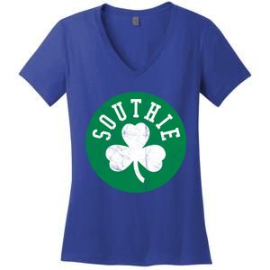 Retro Look Southie Irish St Patricks Day Distressed Gift Women's V-Neck T-Shirt