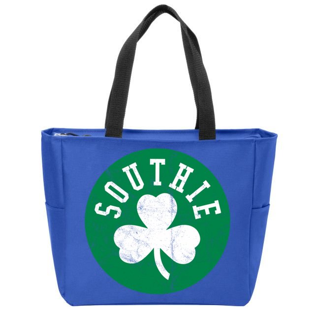 Retro Look Southie Irish St Patricks Day Distressed Gift Zip Tote Bag