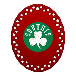 Retro Look Southie Irish St Patricks Day Distressed Gift Ceramic Oval Ornament