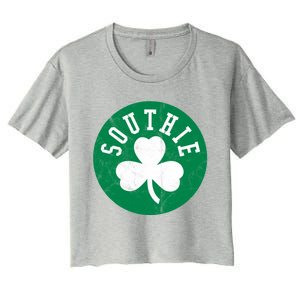 Retro Look Southie Irish St Patricks Day Distressed Gift Women's Crop Top Tee