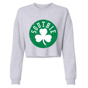 Retro Look Southie Irish St Patricks Day Distressed Gift Cropped Pullover Crew