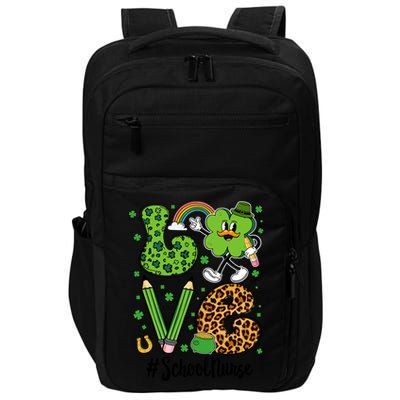 Retro Love School Nurse St Patricks Day Lucky Funny Gift Impact Tech Backpack