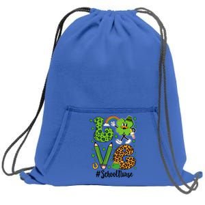 Retro Love School Nurse St Patricks Day Lucky Funny Gift Sweatshirt Cinch Pack Bag