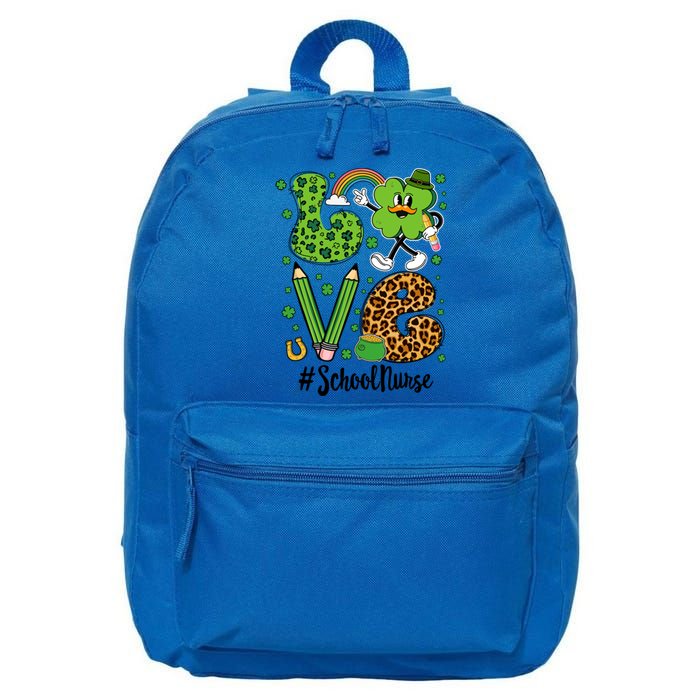 Retro Love School Nurse St Patricks Day Lucky Funny Gift 16 in Basic Backpack