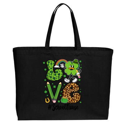 Retro Love School Nurse St Patricks Day Lucky Funny Gift Cotton Canvas Jumbo Tote