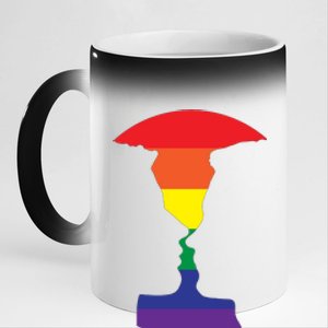 Rainbow Love Silhouette Of Two People Design 11oz Black Color Changing Mug