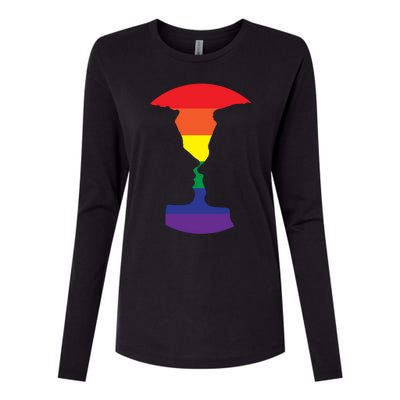 Rainbow Love Silhouette Of Two People Design Womens Cotton Relaxed Long Sleeve T-Shirt